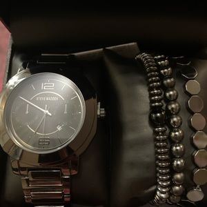 Steve madden mens watch with bracelets set
